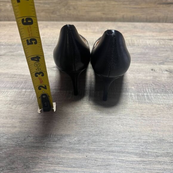 Nine West Kiera Black Leather Pointed Toe Pumps Women's Size 8 - Picture 3 of 6